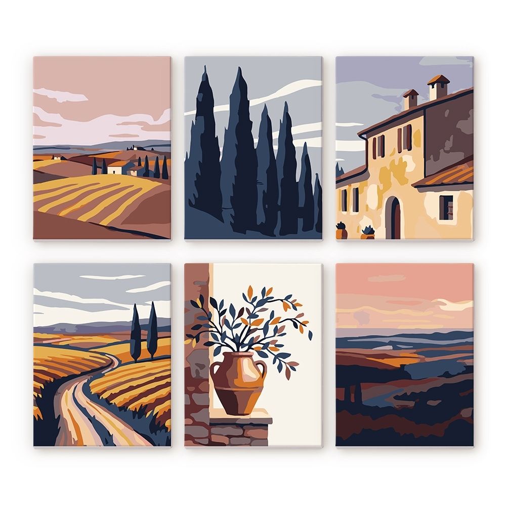 Mini Serie Paint by numbers 6"x8" (6 pieces) - Classic Tuscany
