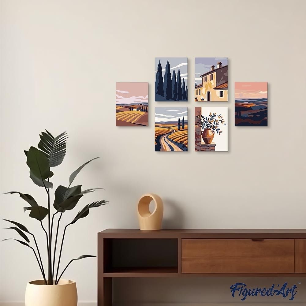 Mini Serie Paint by numbers 6"x8" (6 pieces) - Classic Tuscany