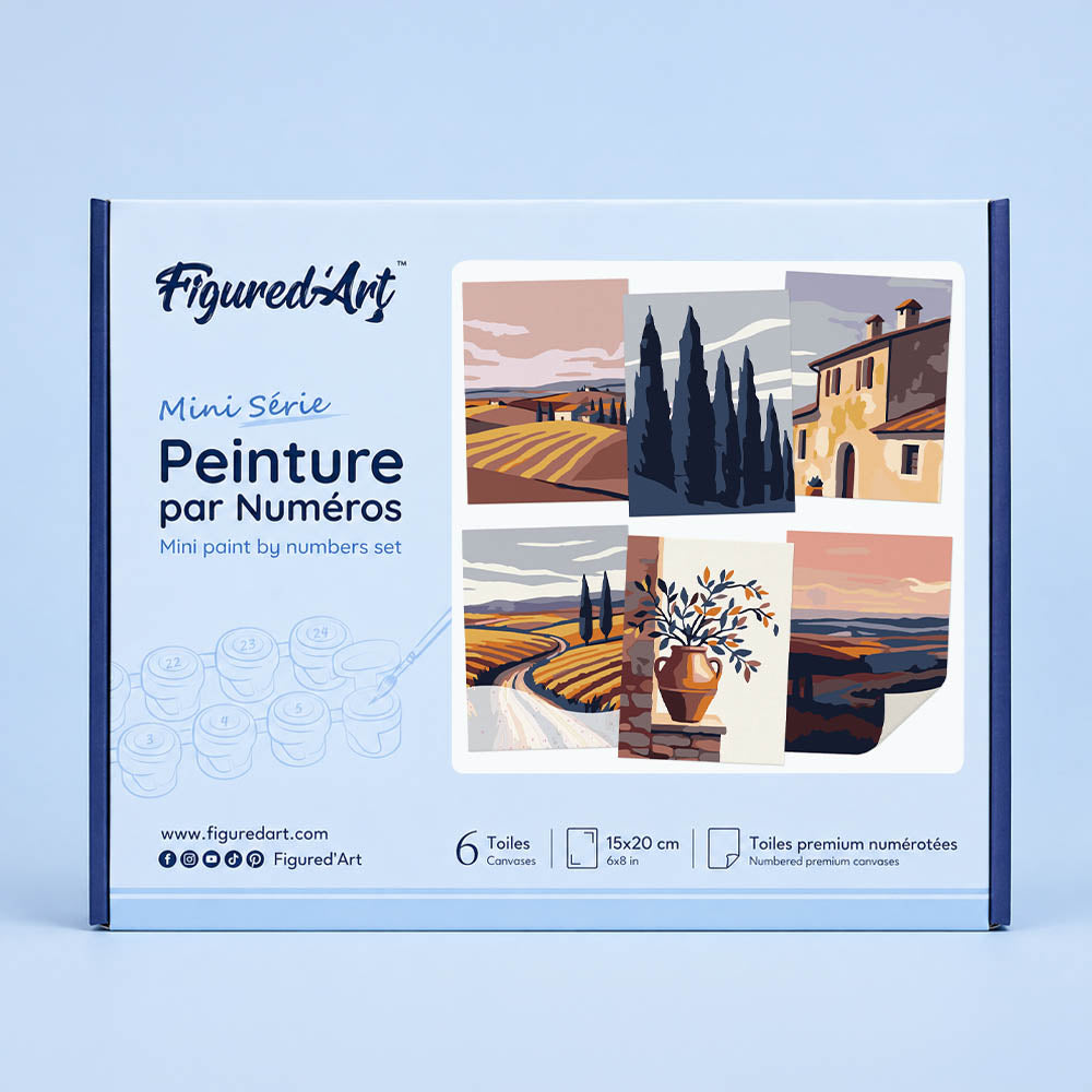 Mini Serie Paint by numbers 6"x8" (6 pieces) - Classic Tuscany