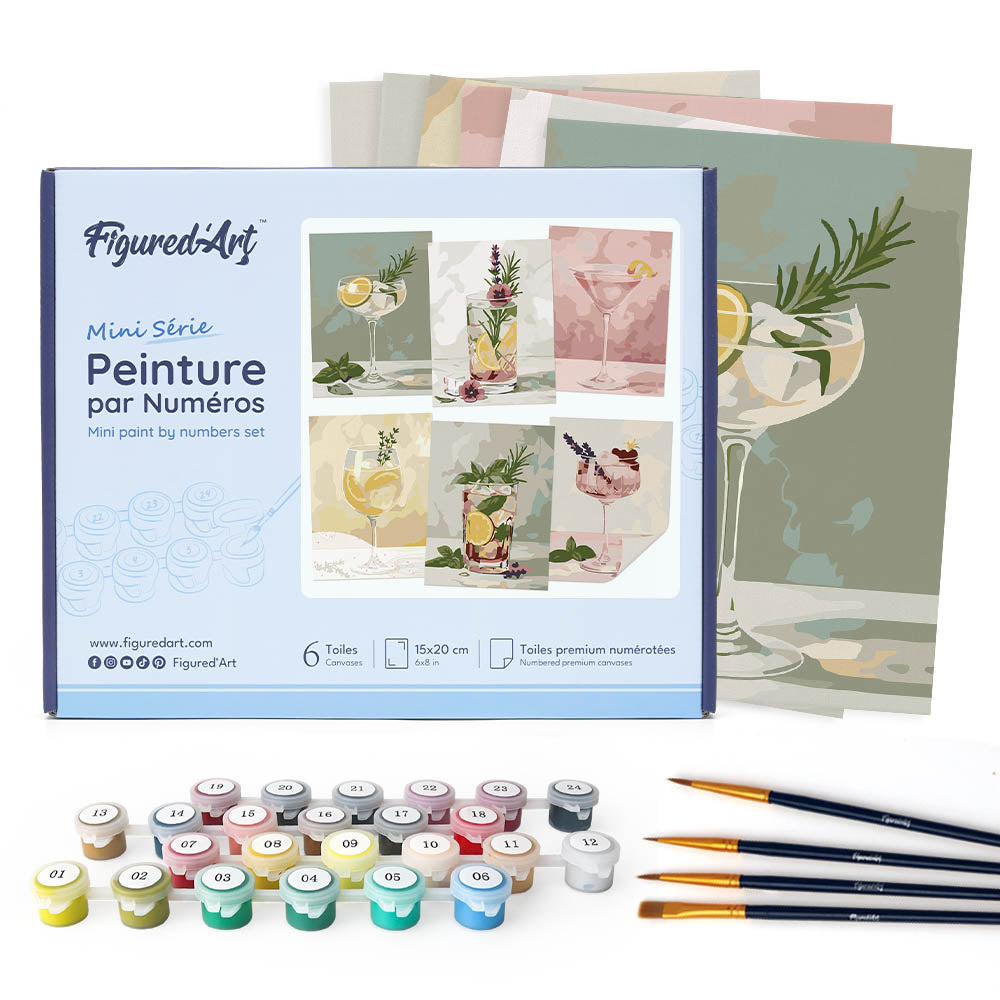 Mini Serie Paint by numbers 6"x8" (6 pieces) - Botanical Drinks FiguredArt