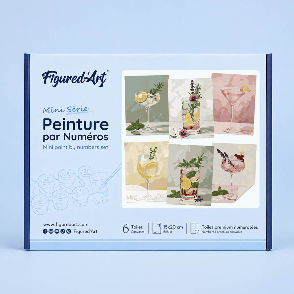 Mini Serie Paint by numbers 6"x8" (6 pieces) - Botanical Drinks