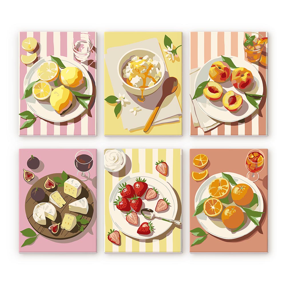 Mini Serie Paint by numbers 6"x8" (6 pieces) - Summer Treats