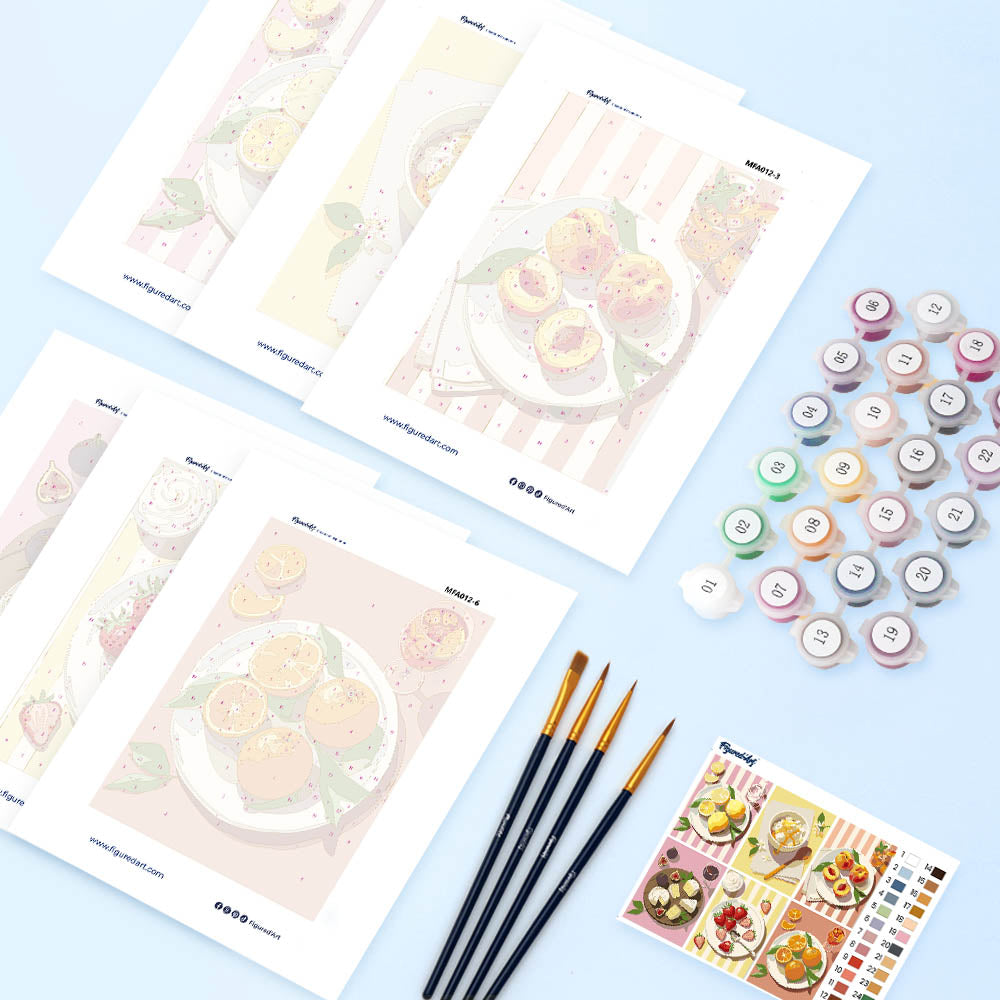 Mini Serie Paint by numbers 6"x8" (6 pieces) - Summer Treats