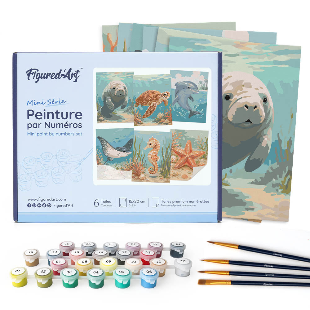 Mini Serie Paint by numbers 6"x8" (6 pieces) - Ocean Treasures FiguredArt