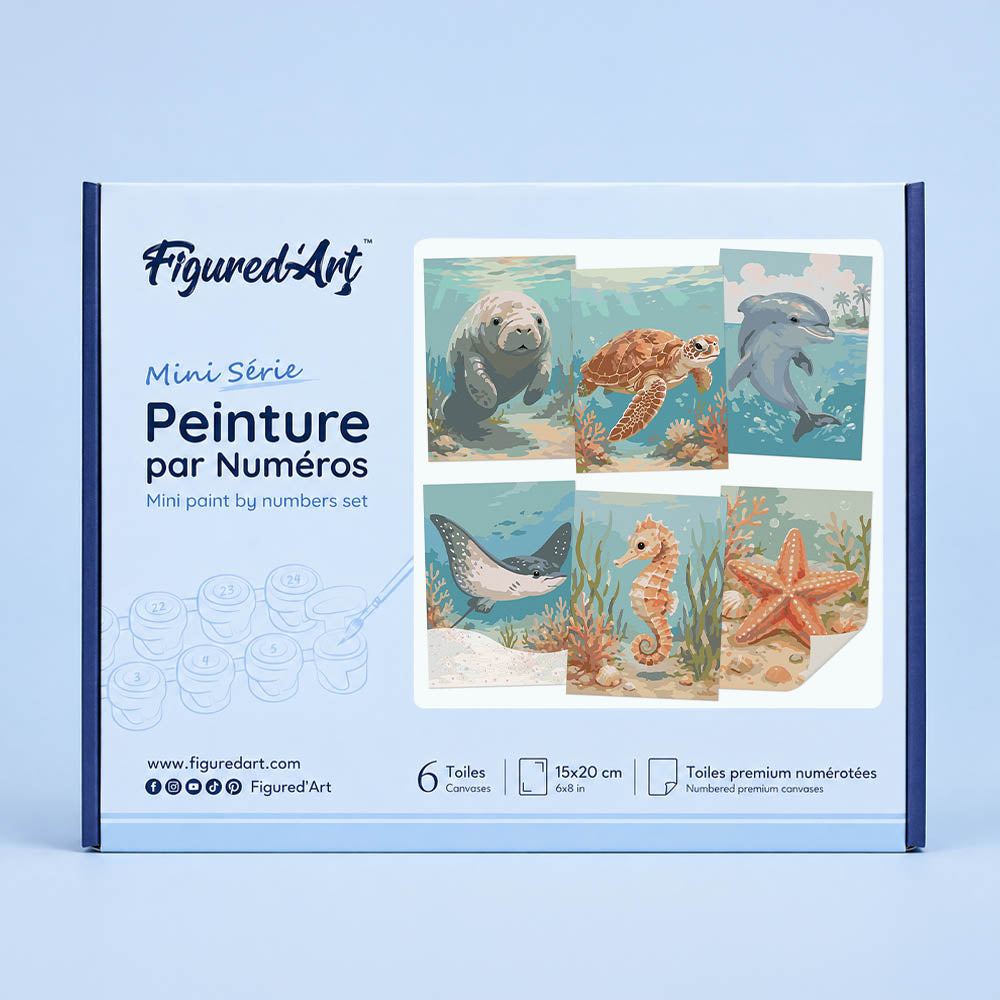 Mini Serie Paint by numbers 6"x8" (6 pieces) - Ocean Treasures