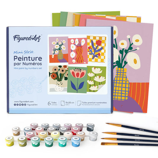 Mini Serie Paint by numbers 6"x8" (6 pieces) - Abstract Floral Vases FiguredArt