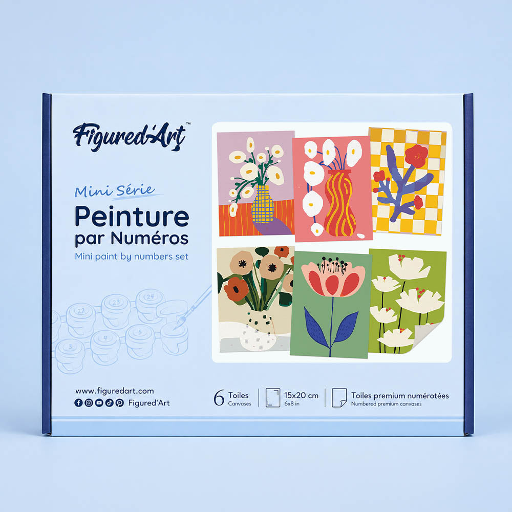 Mini Serie Paint by numbers 6"x8" (6 pieces) - Abstract Floral Vases
