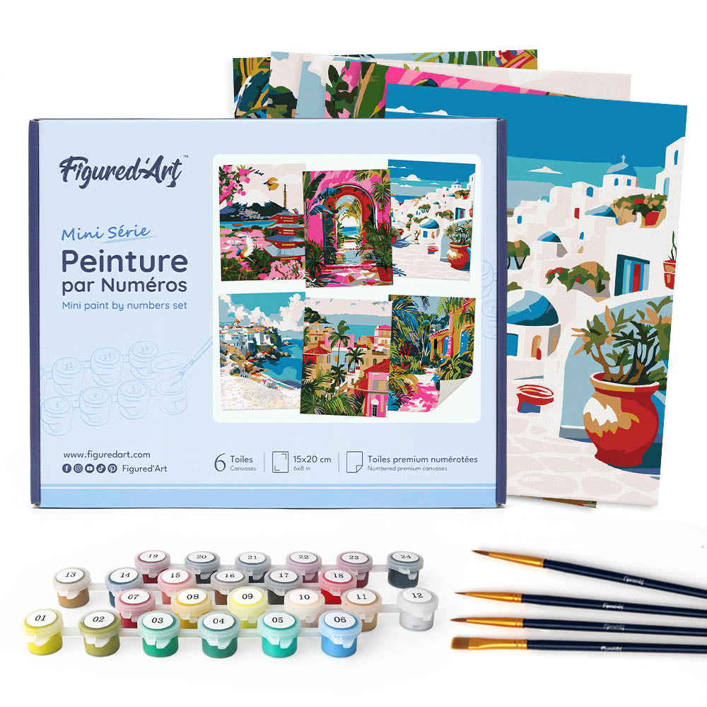Mini Serie Paint by numbers 6"x8" (6 pieces) - Mediterranean Scenes FiguredArt