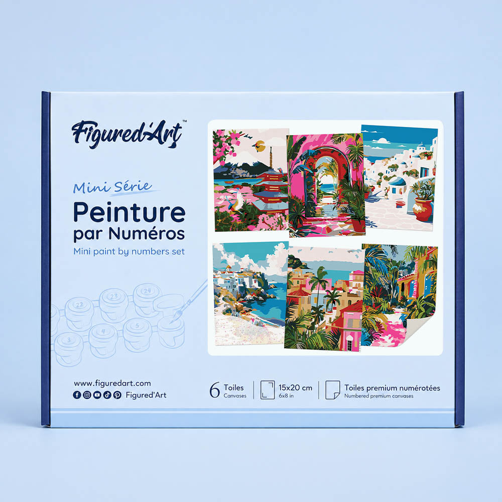 Mini Serie Paint by numbers 6"x8" (6 pieces) - Mediterranean Scenes