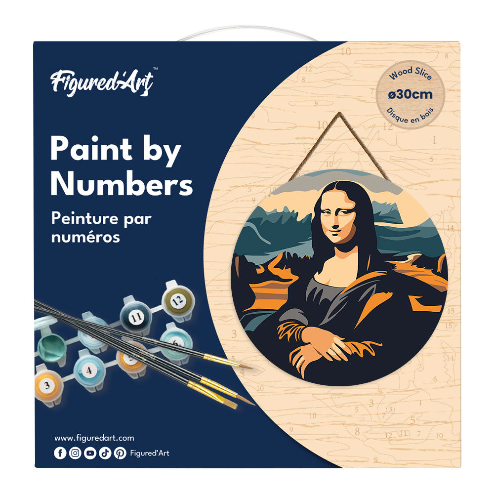 Paint by numbers on Wood Slice - Mona Lisa