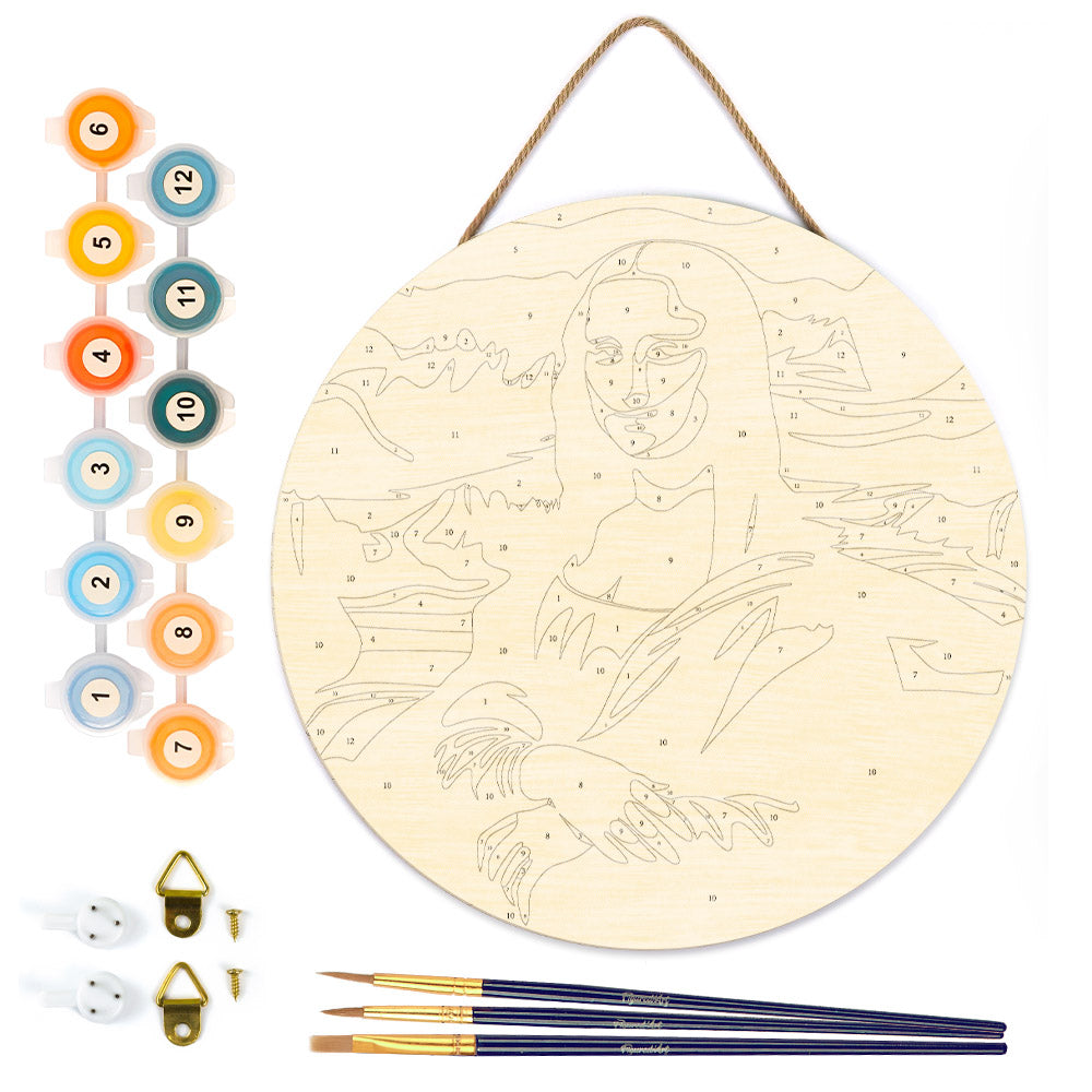 Paint by numbers on Wood Slice - Mona Lisa