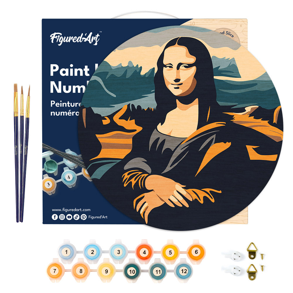 Paint by numbers on Wood Slice - Mona Lisa