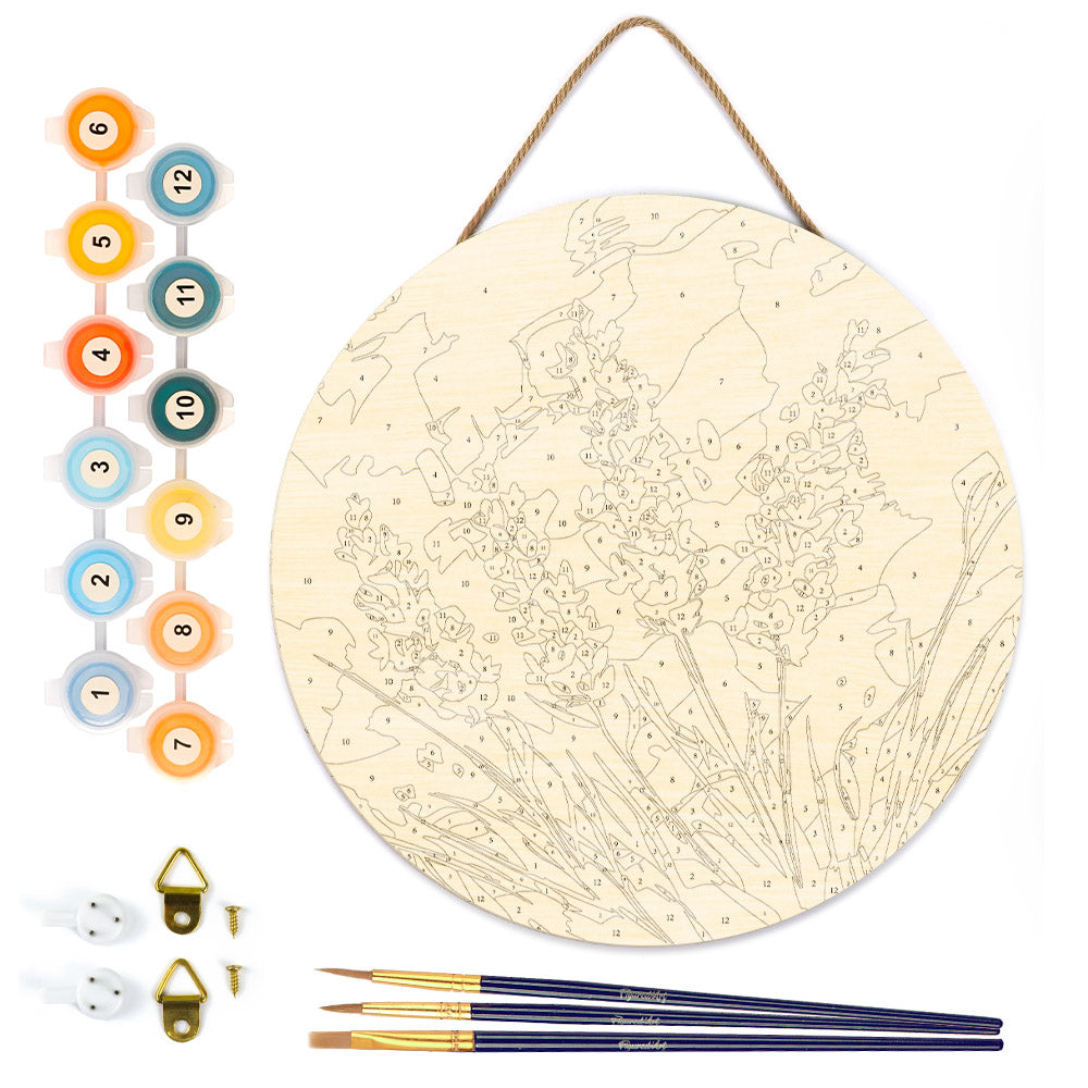Paint by numbers on Wood Slice - Lavender