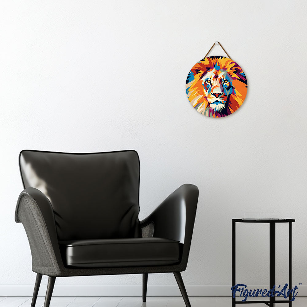 Paint by numbers on Wood Slice - Lion