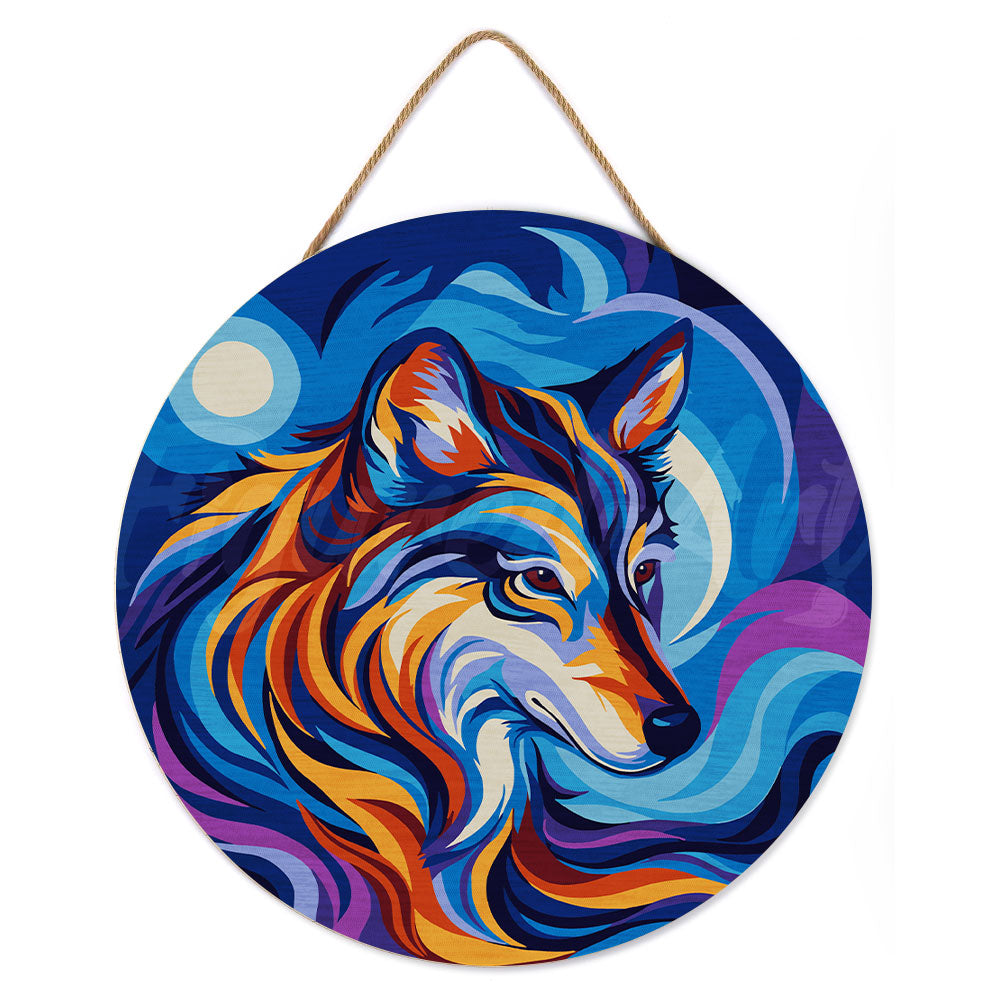 Paint by numbers on Wood Slice - Wolf