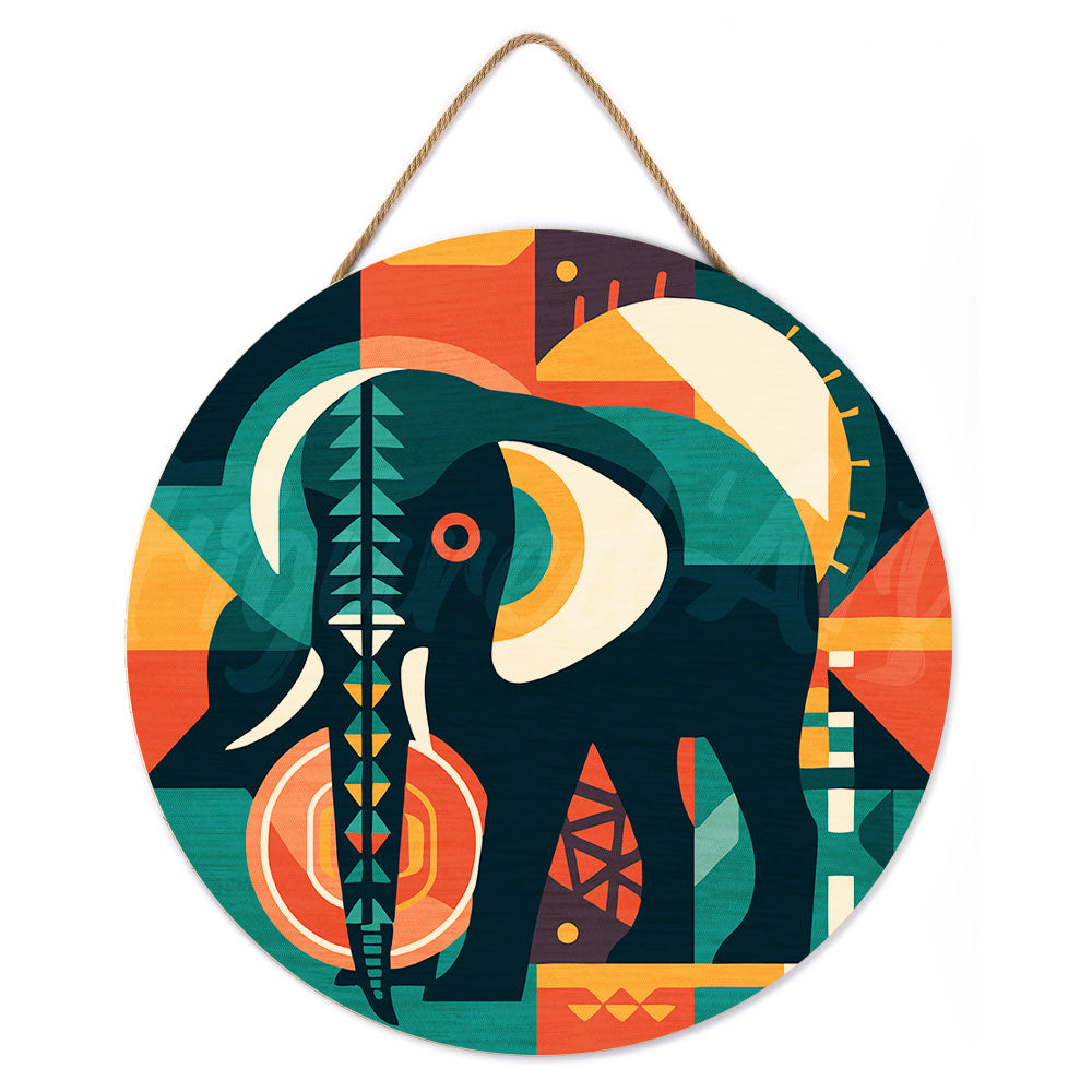 Paint by numbers on Wood Slice - Elephant Art-Deco Inspired Abstract