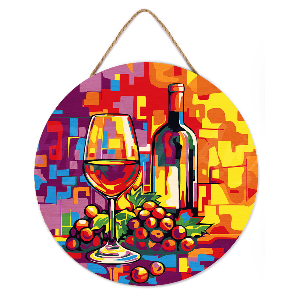 Paint by numbers on Wood Slice - Wine and Grapes
