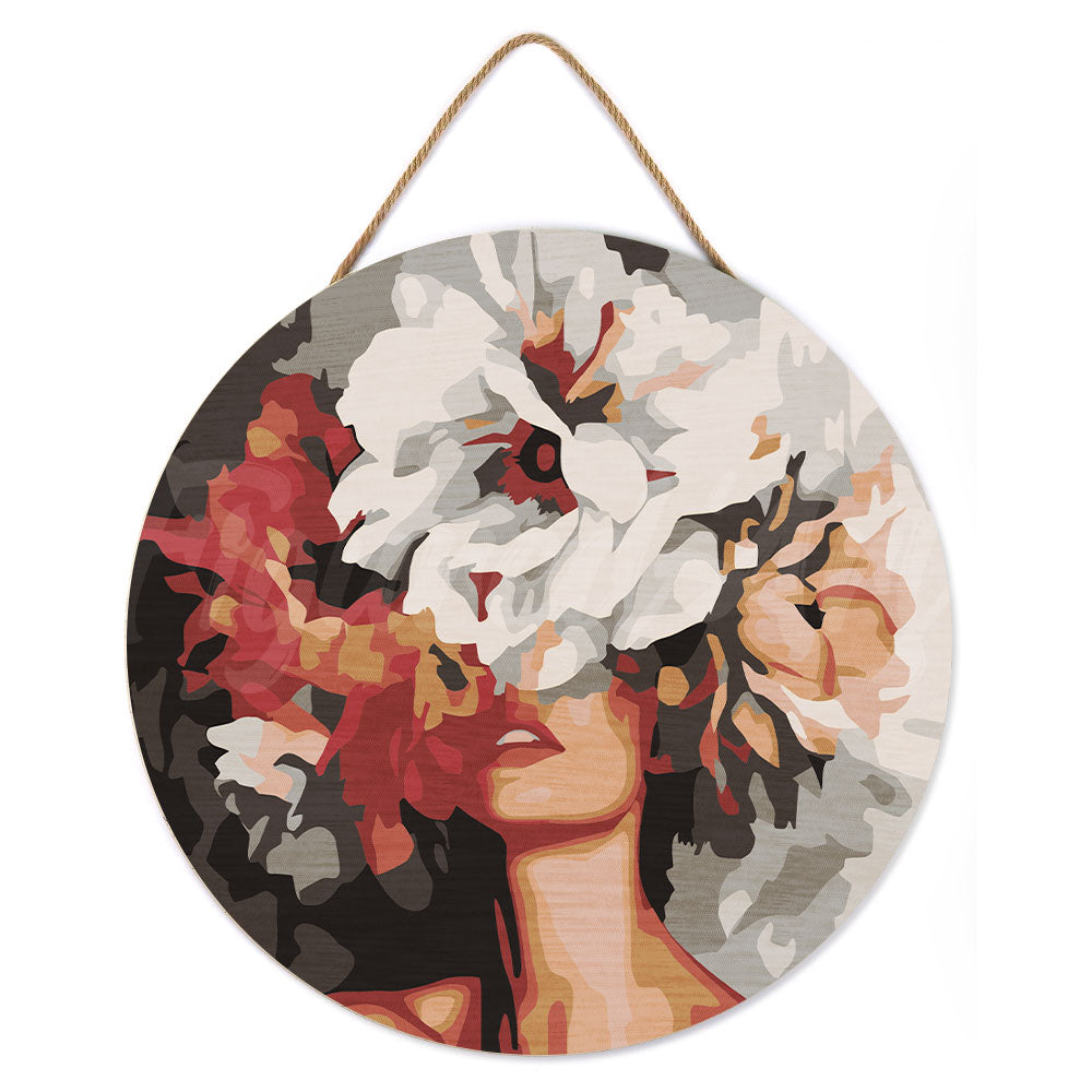 Paint by numbers on Wood Slice - Beauty Behind Flowers