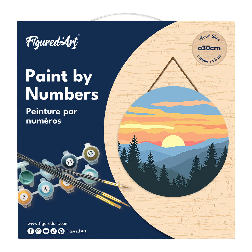 Paint by numbers on Wood Slice - Pine Forest