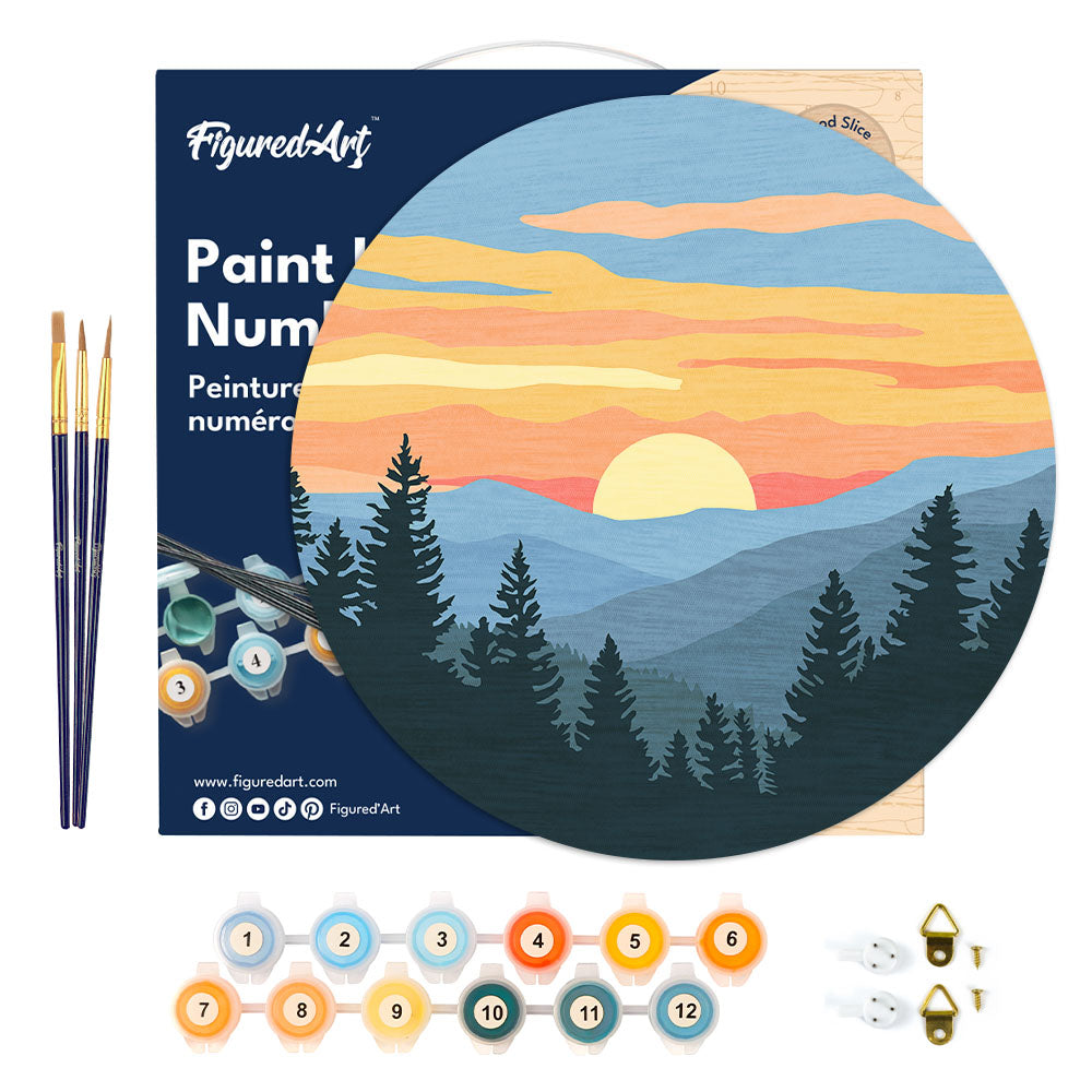 Paint by numbers on Wood Slice - Pine Forest