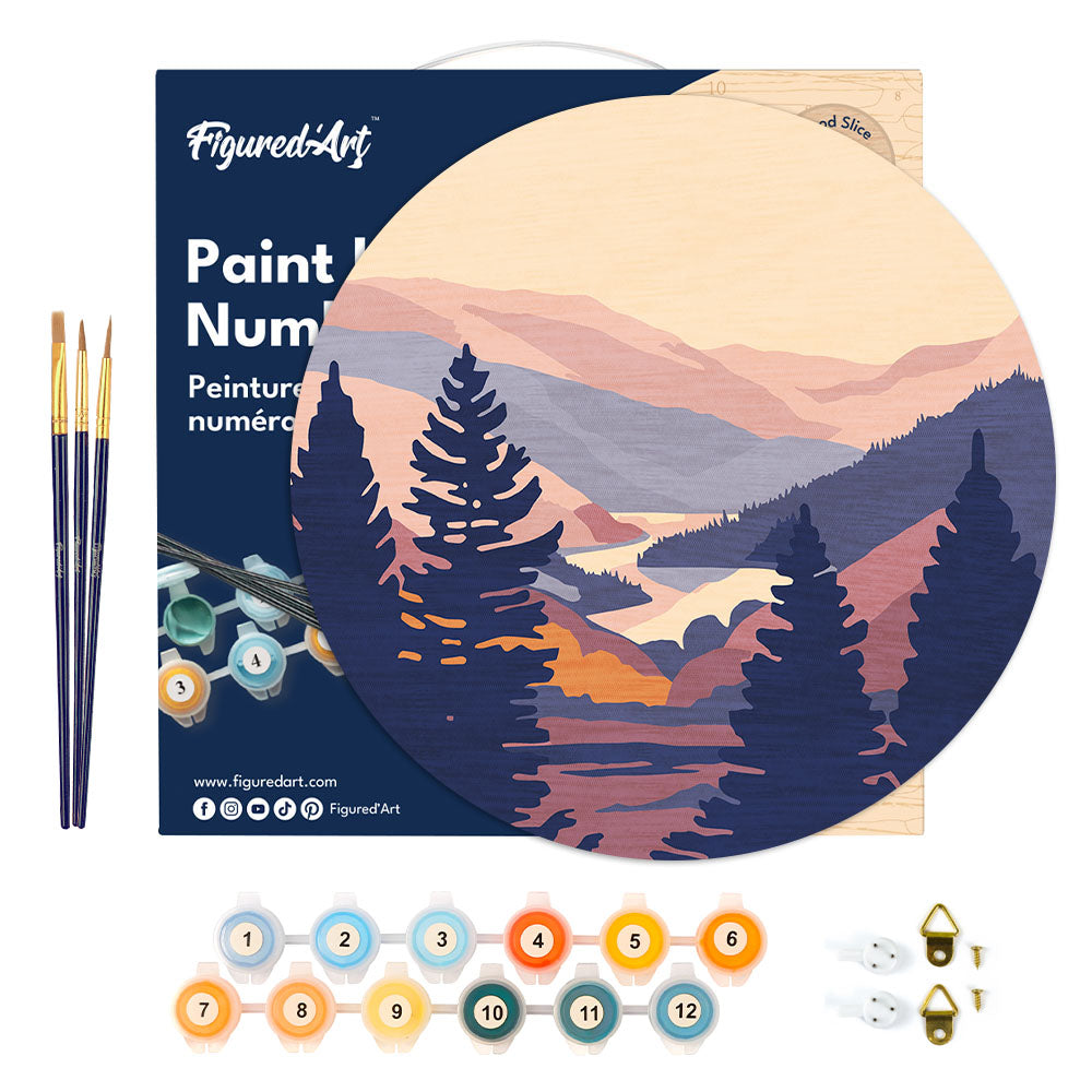 Paint by numbers on Wood Slice - Autumn Valley
