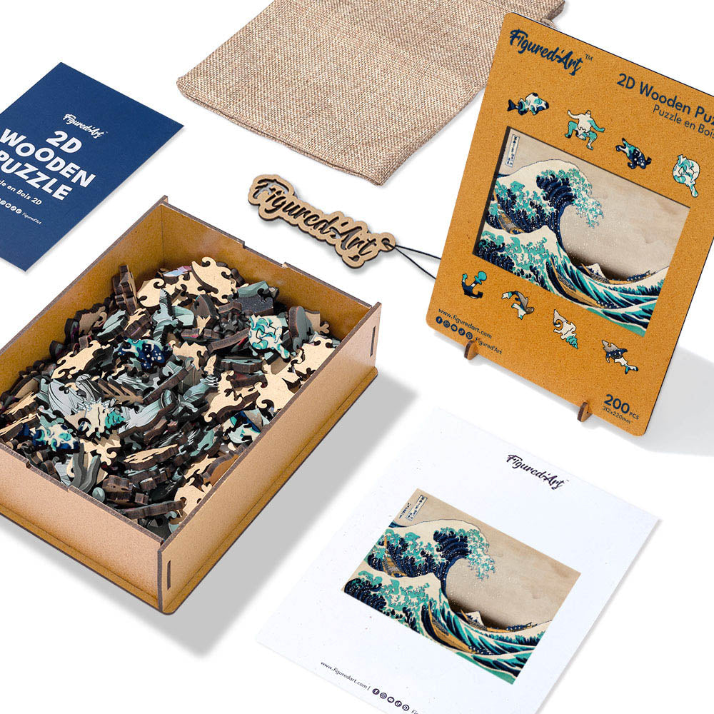 Wooden Puzzle - The Great Wave off Kanagawa by Hokusa