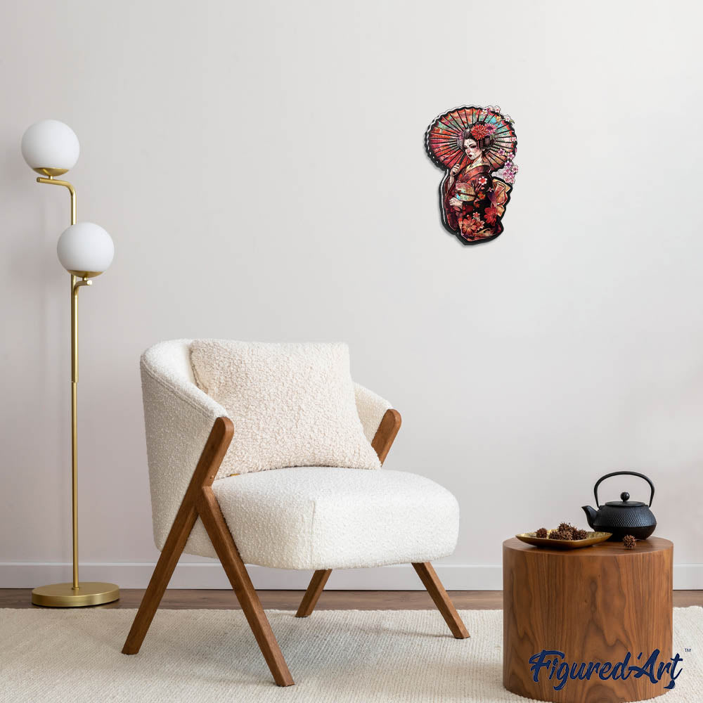 Wooden Puzzle - Geisha with Parasol