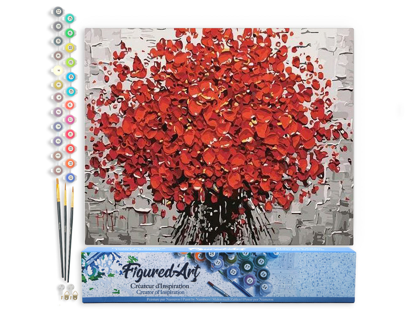 Paint by Numbers rolled - Abstract Red Flowers