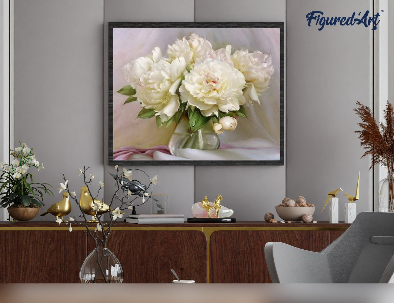 Paint by Numbers Framed - White Peonies
