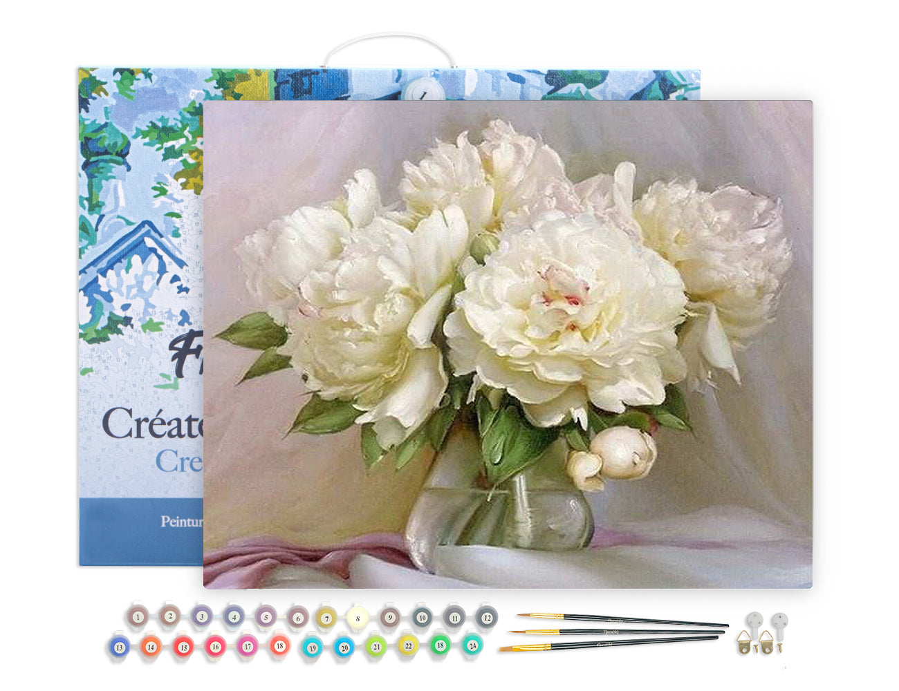Paint by Numbers Framed - White Peonies