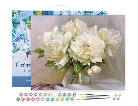 Paint by Numbers Framed - White Peonies