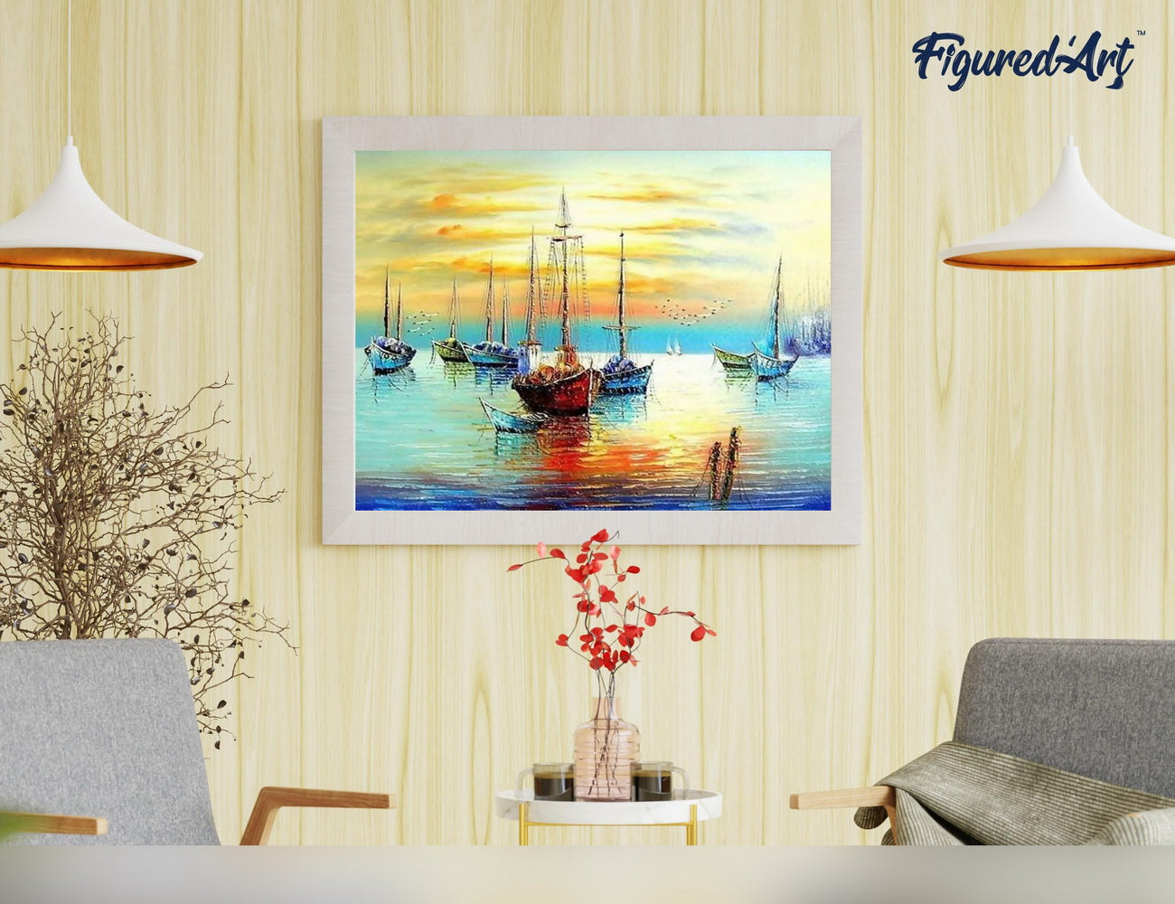 Paint by Numbers Framed - Sailboats at the Port