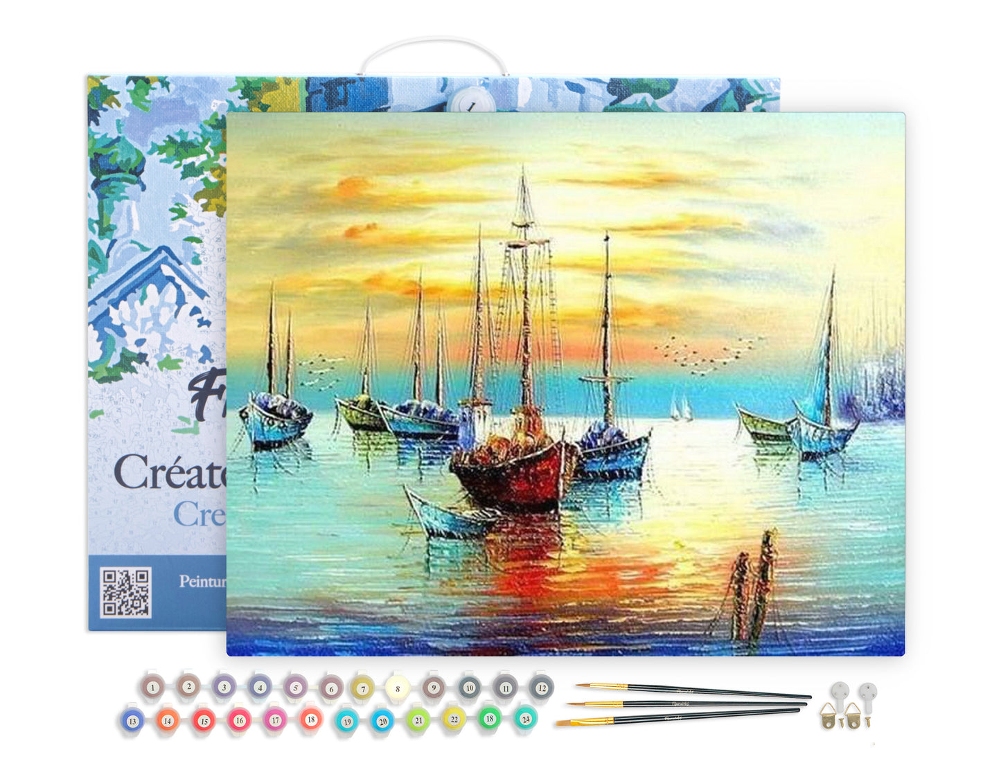 Paint by Numbers Framed - Sailboats at the Port