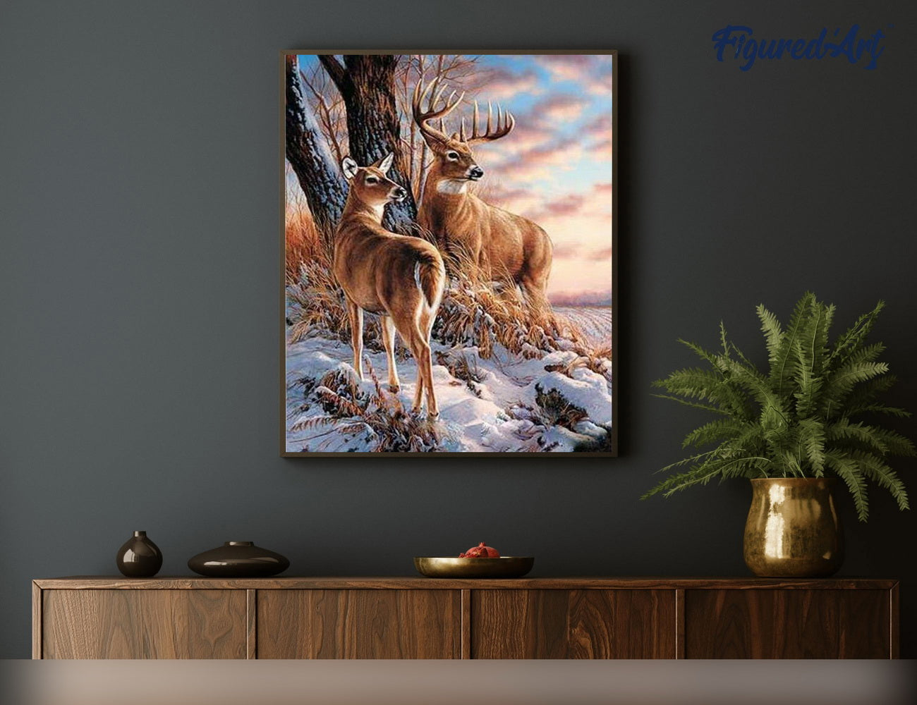 Paint by Numbers rolled - Deers during Winter