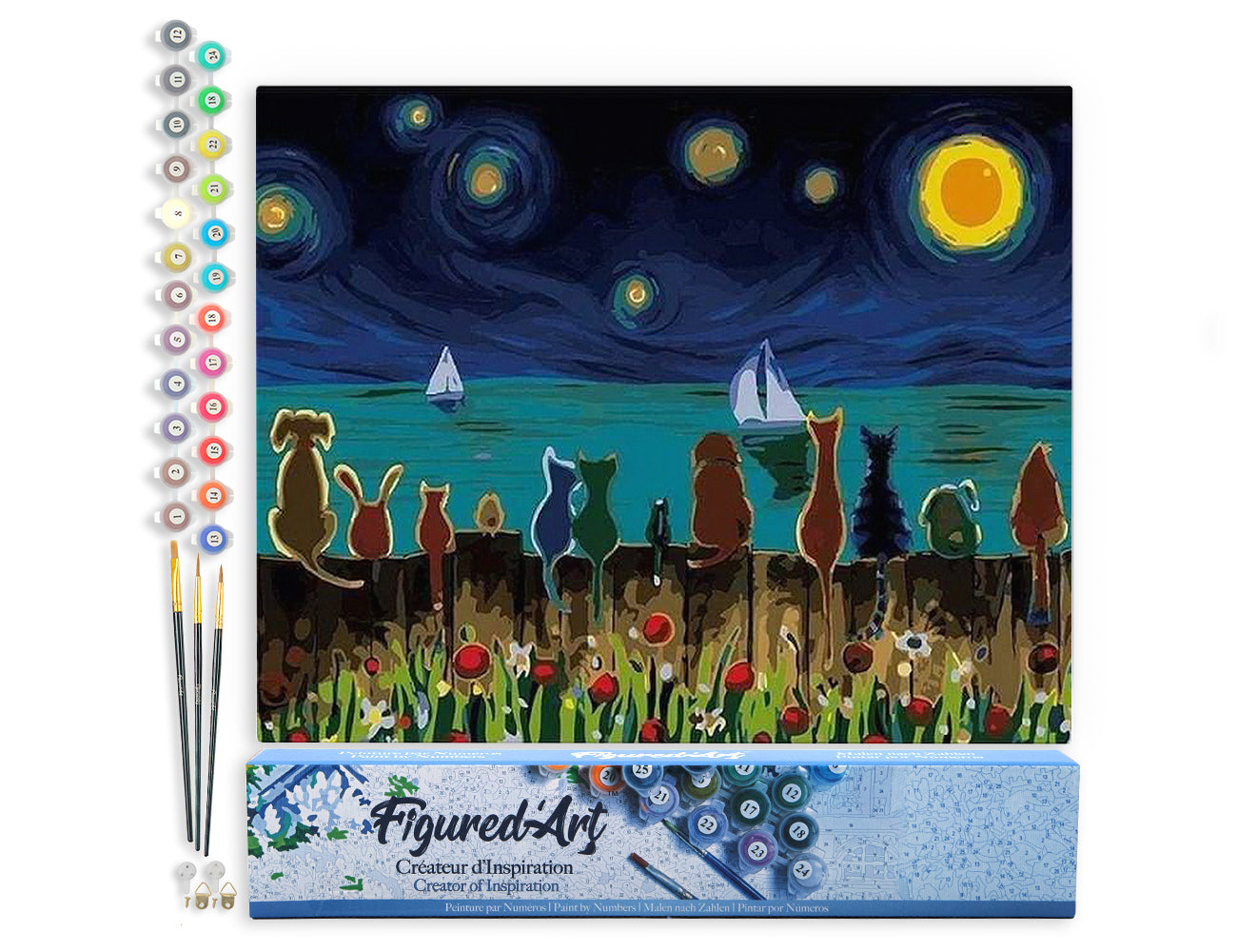 Paint by Numbers rolled - Starry Night with Animals