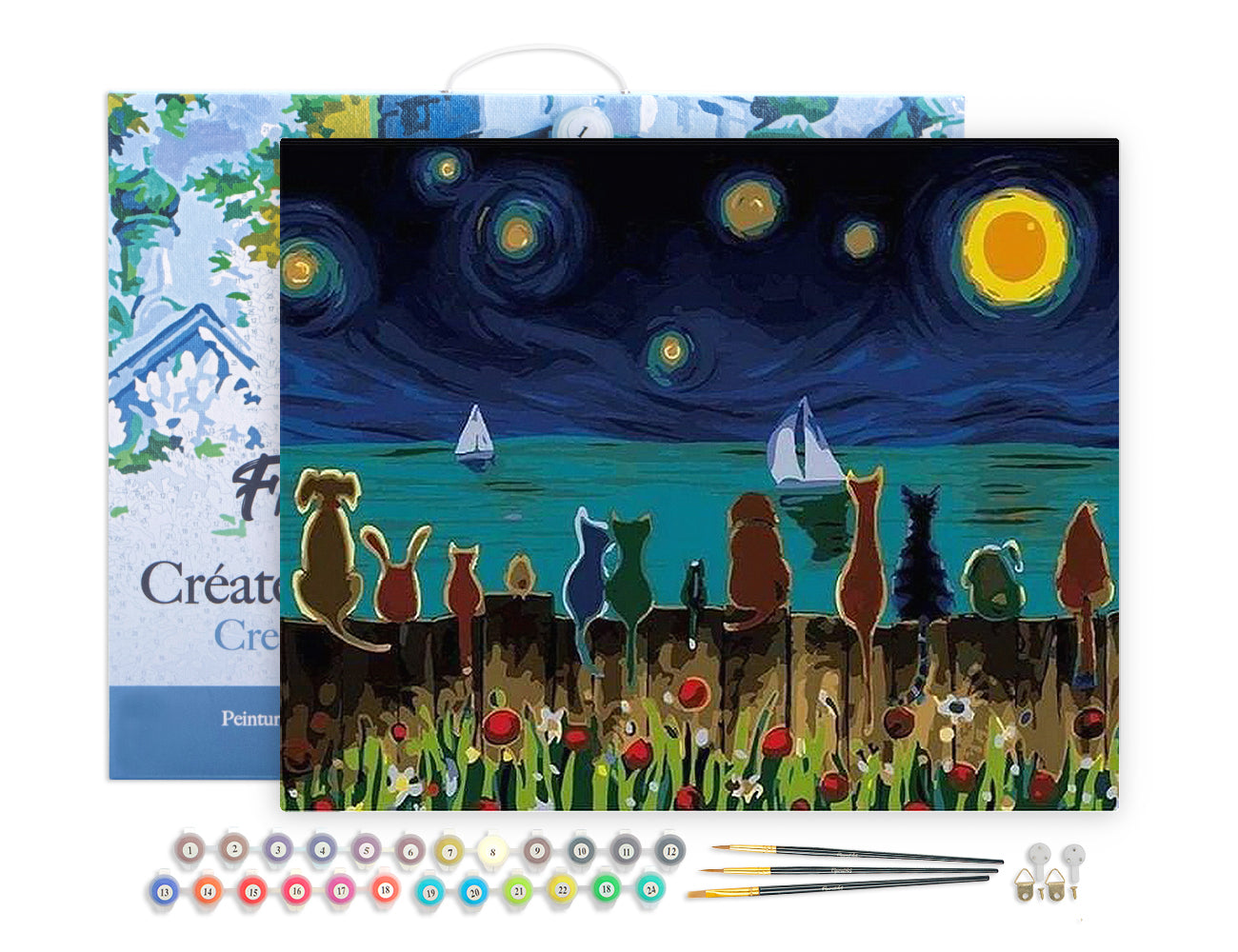 Paint by Numbers Framed - Starry Night with Animals