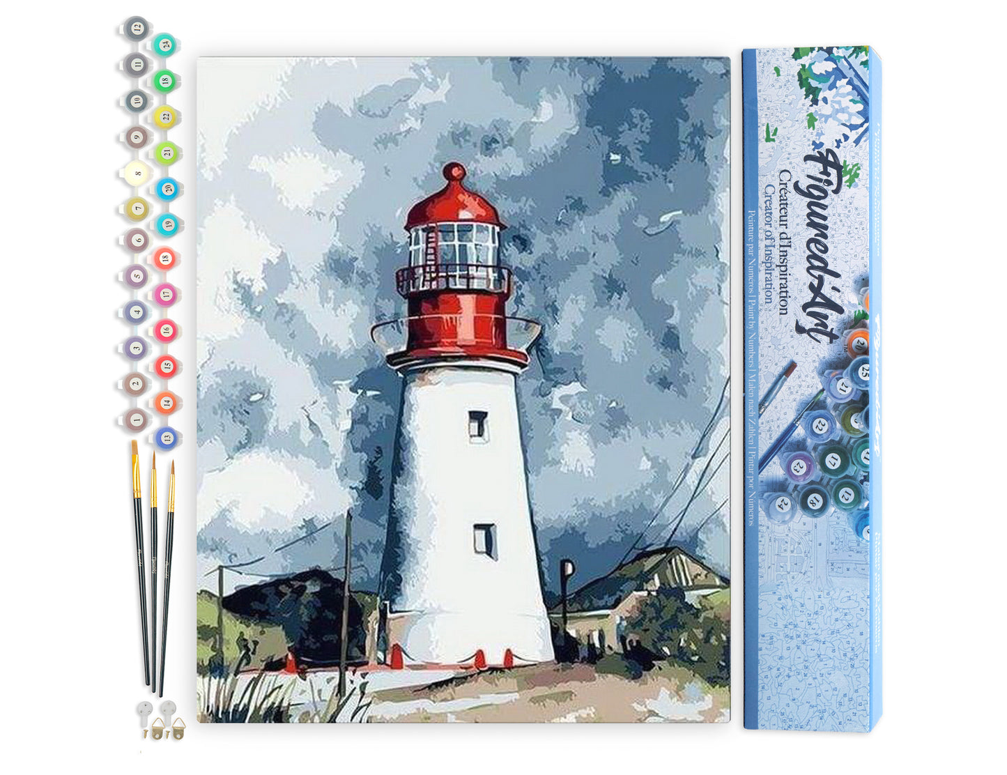 Paint by Numbers rolled - Lighthouse under a Cloudy Sky
