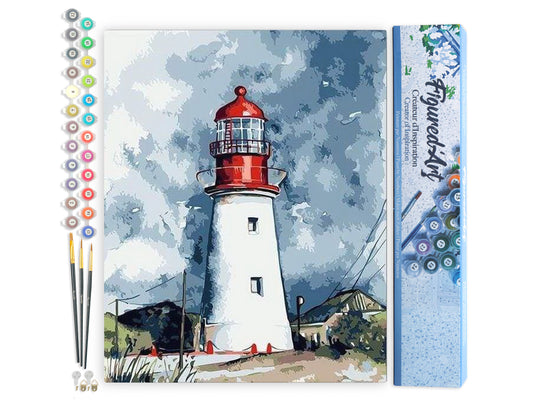 Paint by Numbers rolled - Lighthouse under a Cloudy Sky
