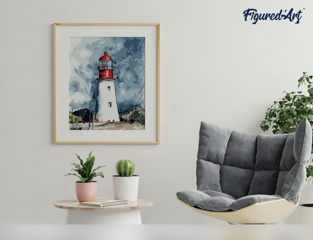 Paint by Numbers rolled - Lighthouse under a Cloudy Sky