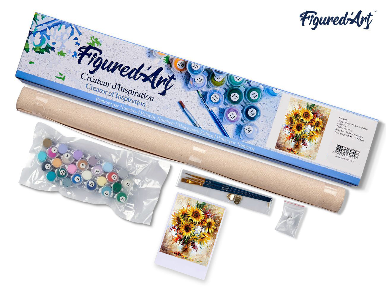 Paint by Numbers rolled - Pretty Sunflowers