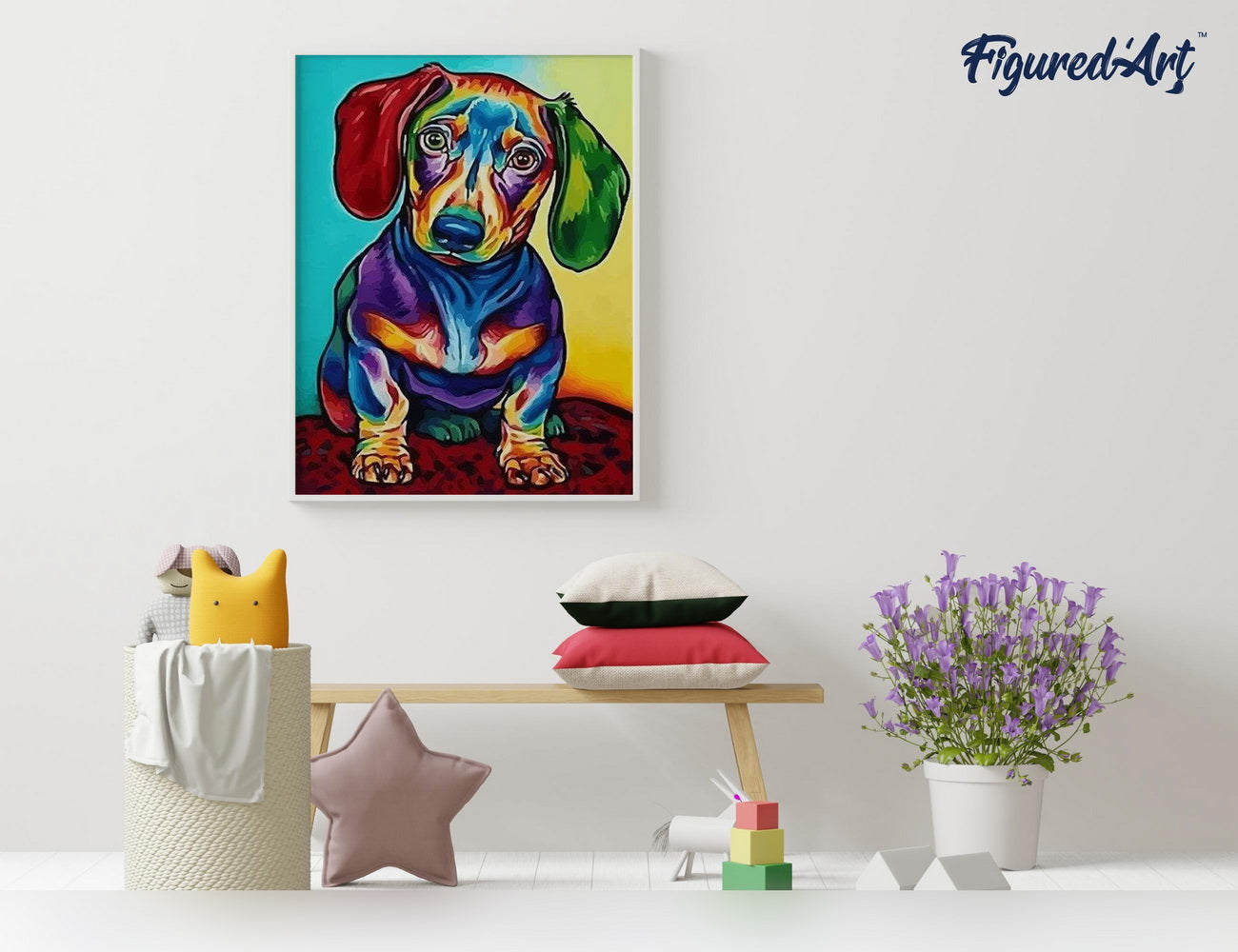 Paint by Numbers rolled - Dog Color Red and Green Ears