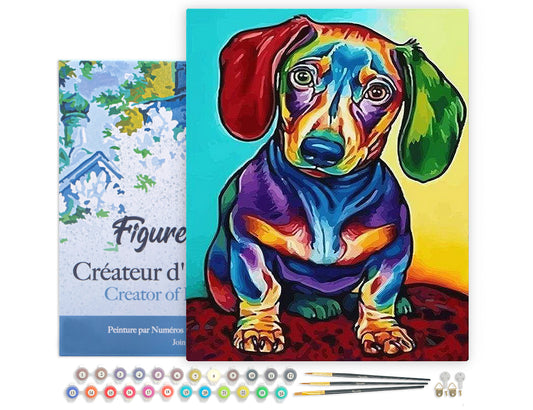 Paint by Numbers Framed - Dog Color Red and Green Ears