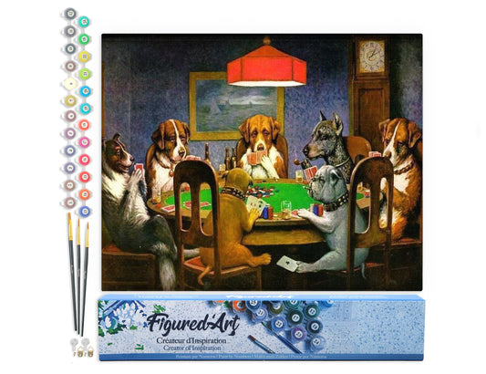 Paint by Numbers rolled - Dogs playing Poker