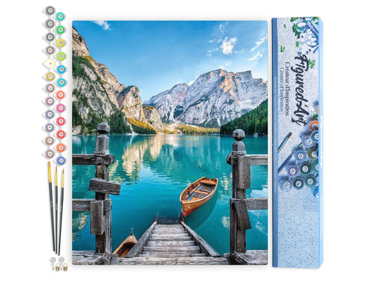 Paint by Numbers rolled - Boat on the Mountain Lake