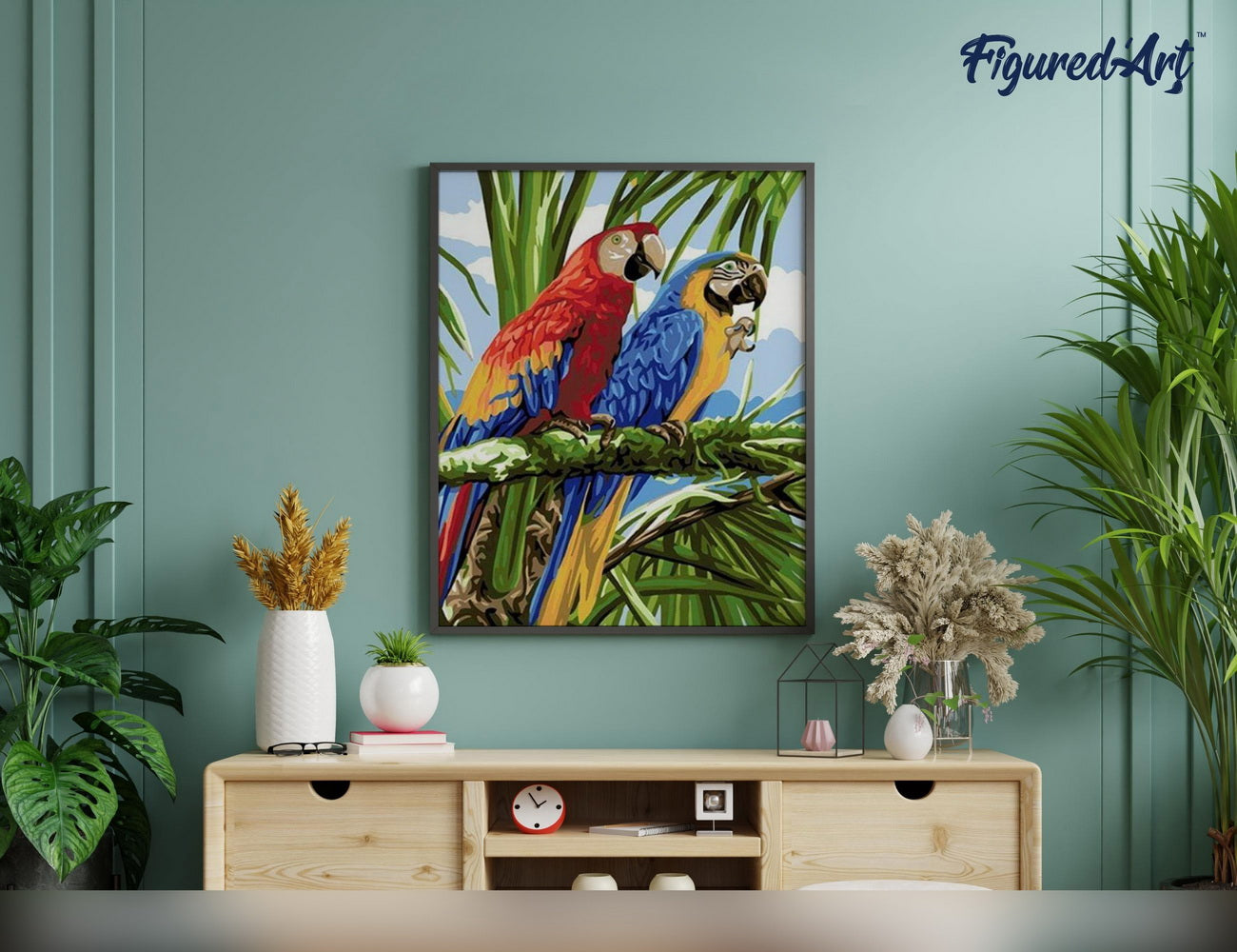 Paint by Numbers rolled - Parrots in the Tropics