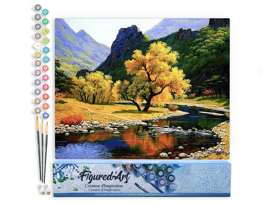 Paint by Numbers rolled - Peaceful River in the mountain