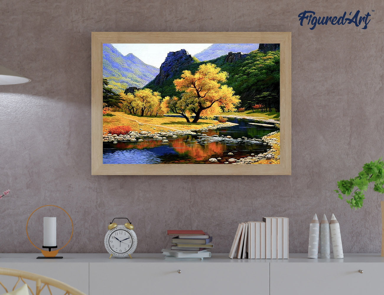 Paint by Numbers rolled - Peaceful River in the mountain