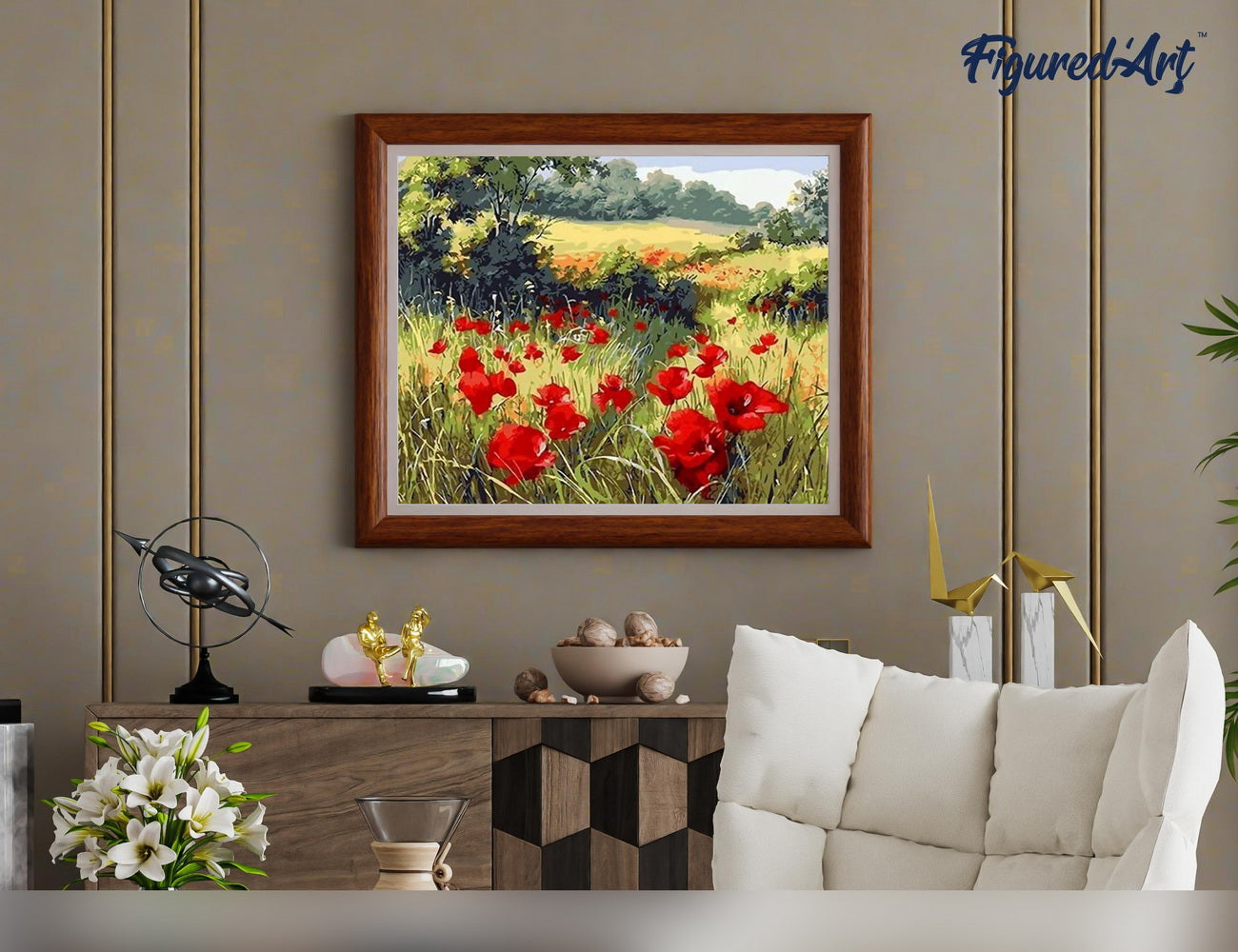 Paint by Numbers rolled - Field of Poppies in the countryside