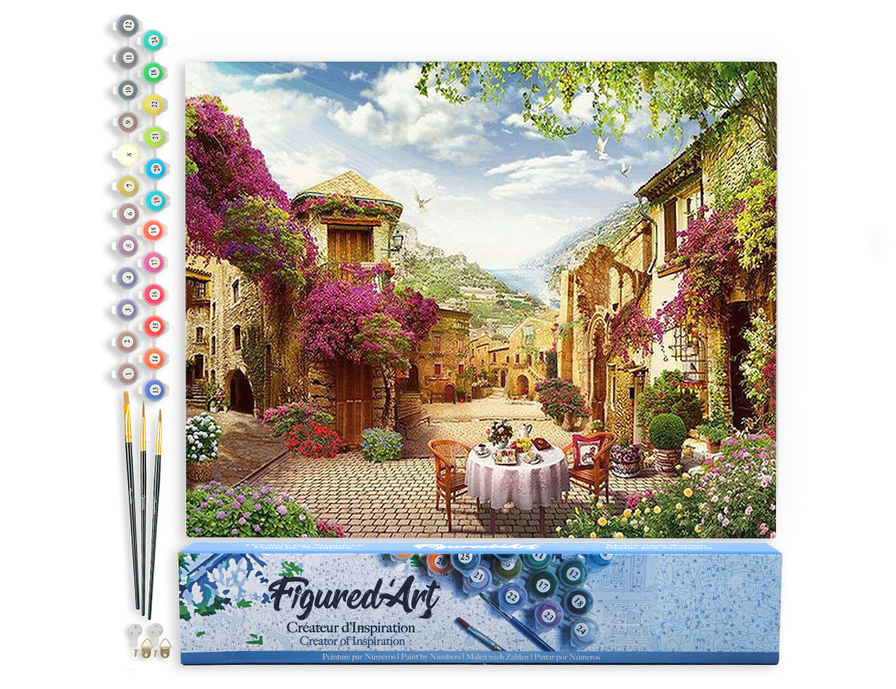 Paint by Numbers rolled - Breakfast in a Mediterranean village