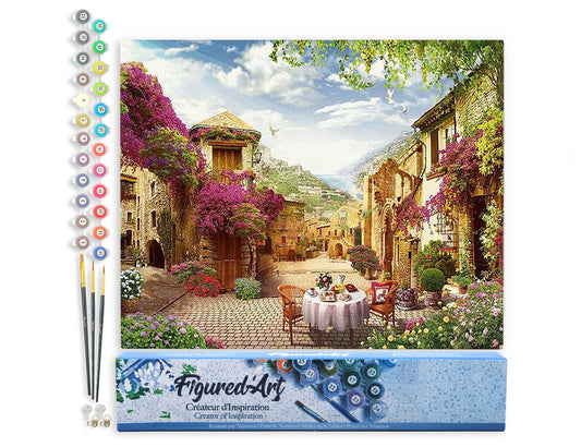 Paint by Numbers rolled - Breakfast in a Mediterranean village